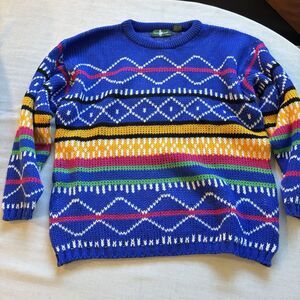 Vintage 90s Hunt Club Chunky Knit Sweater Blue Women’s Size L